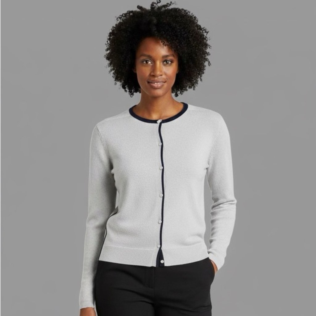 Banana Republic Vintage Cashmere Velvet Trim Cardigan Sweater Buttons Soft Top M